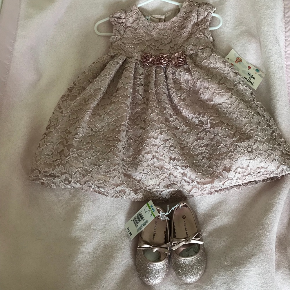 Pink dress and pink glitter shoes. beautiful set !